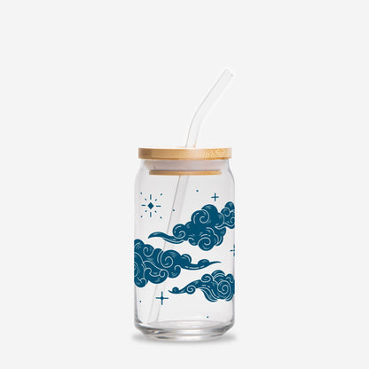 Celestial Moon and Clouds Glass Can 16oz