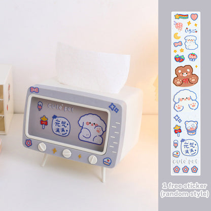 Kawaii Mini TV Shaped Tissue Box Phone Holder