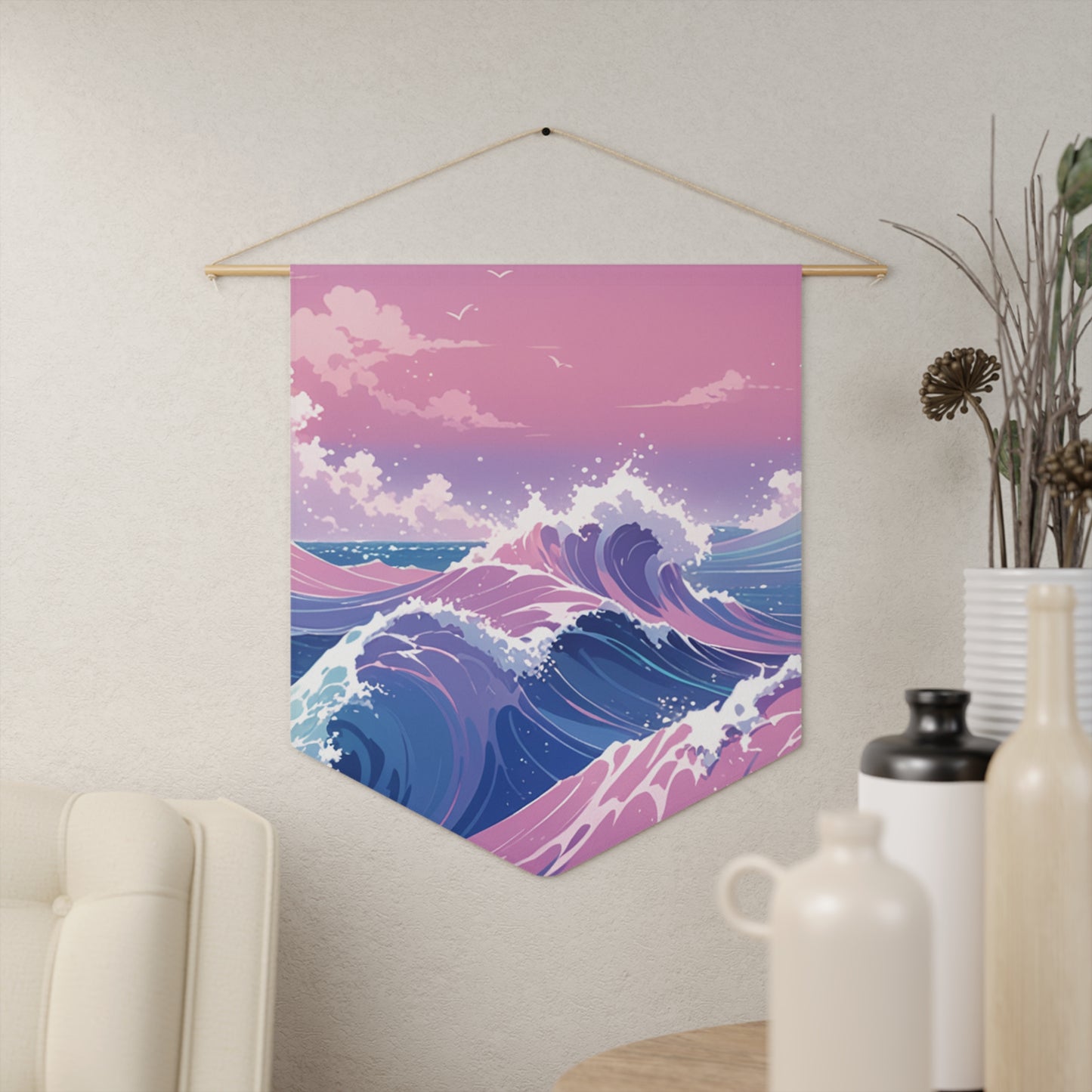 Aesthetic Waves Pin Banner - Enamel Pin Collection Display Flag