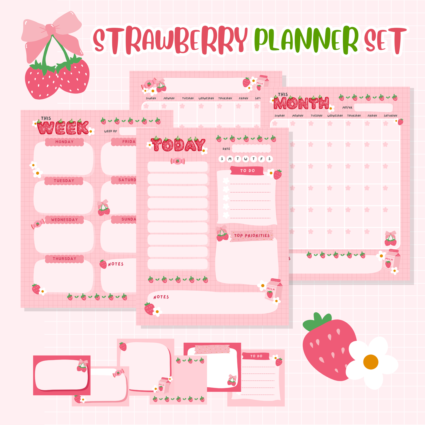 Strawberry Printable Planner Set