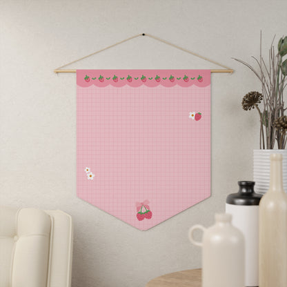 Sweet Strawberries Pin Banner - Enamel Pin Collection Display Flag