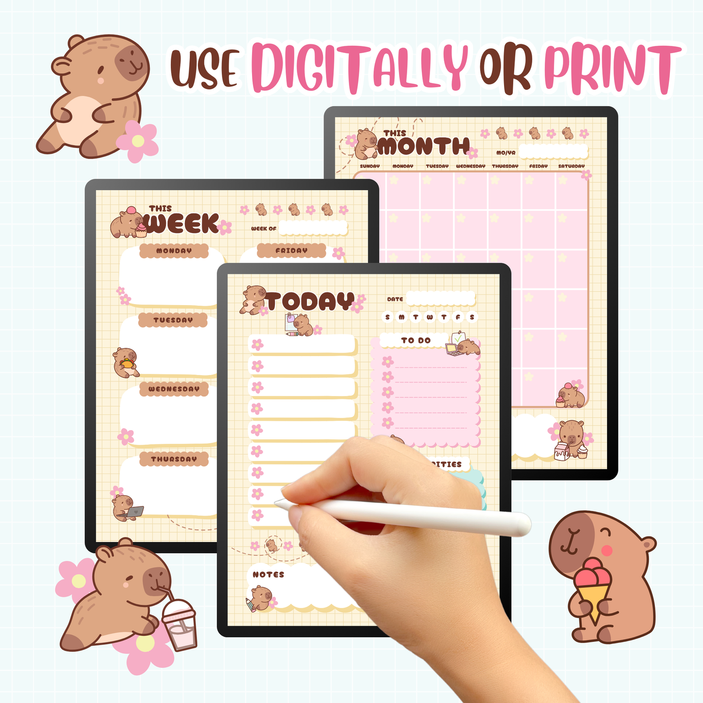 Capybara Printable Planner Set