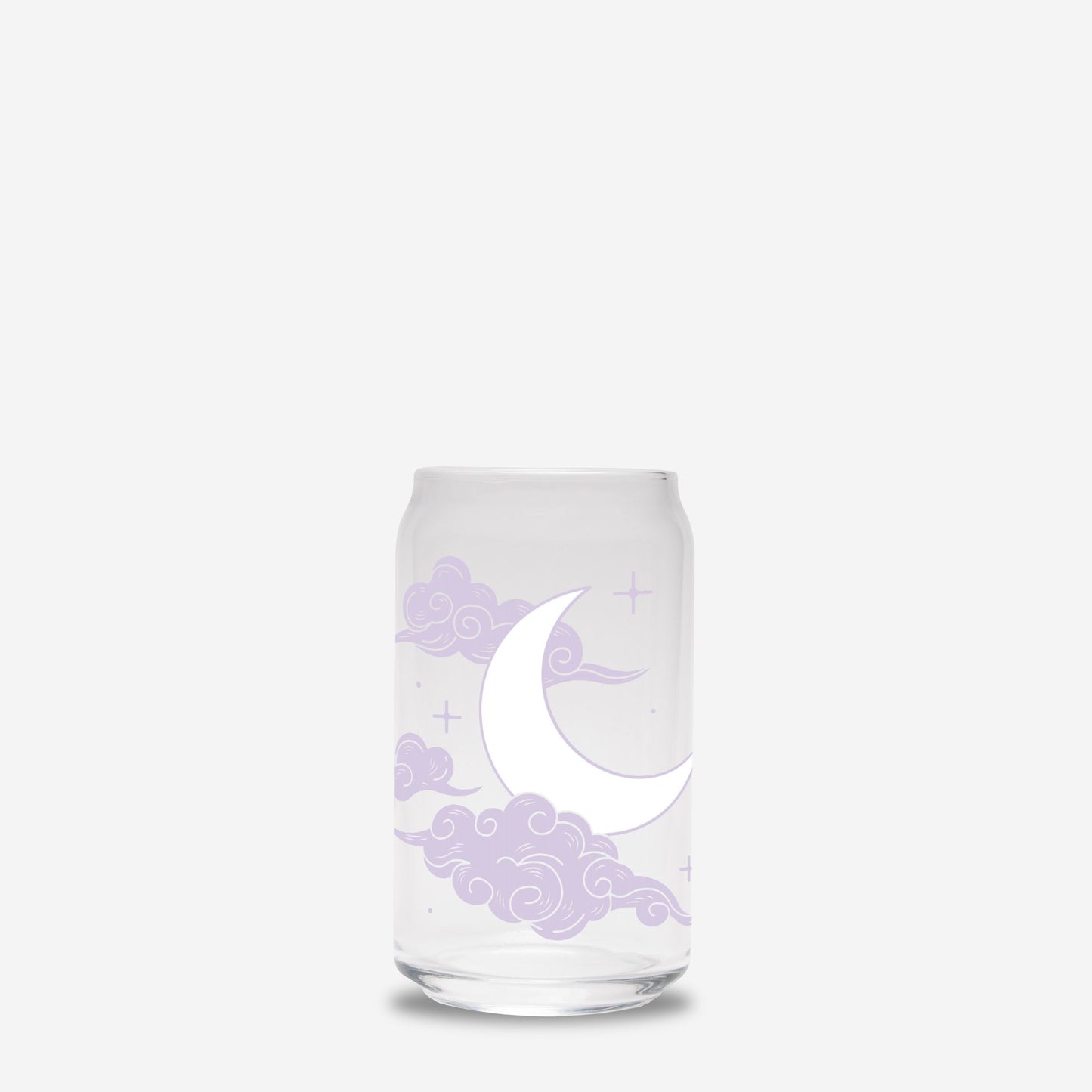 Lavender Moon and Clouds Glass Can 16oz