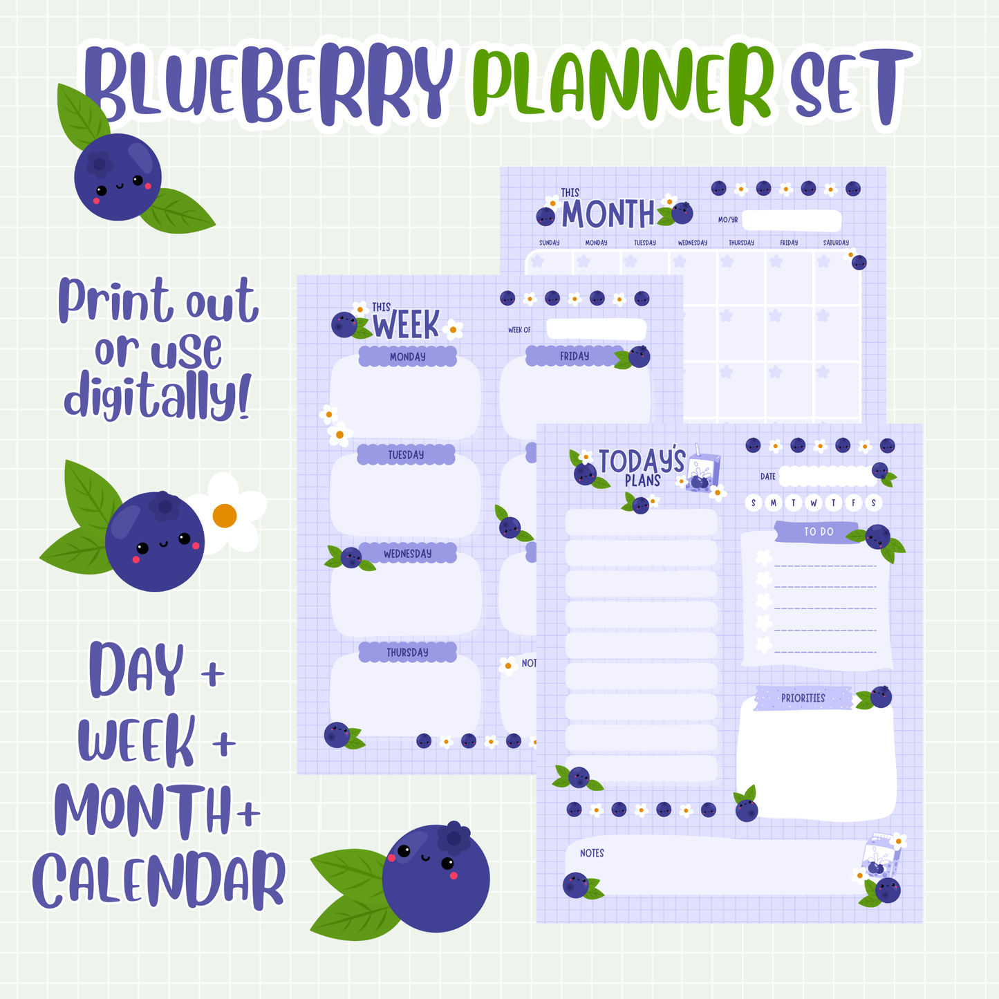 Blueberry Printable Planner Set