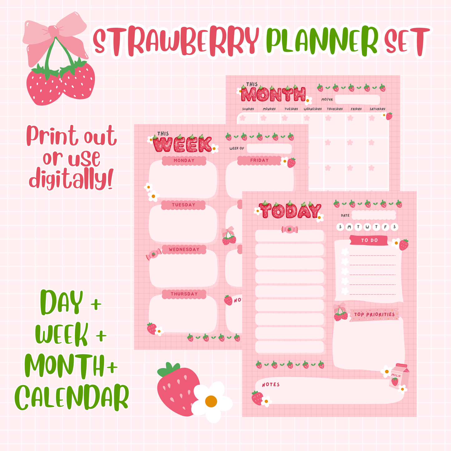 Strawberry Printable Planner Set