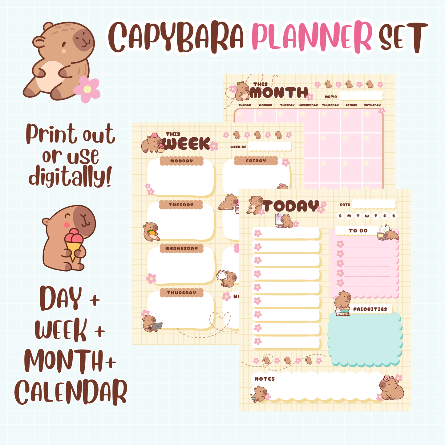 Capybara Printable Planner Set