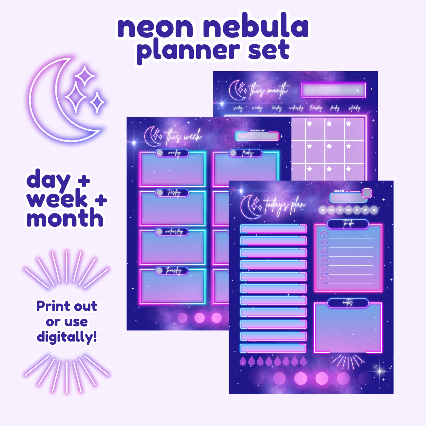 Neon Nebula Printable Planner Set