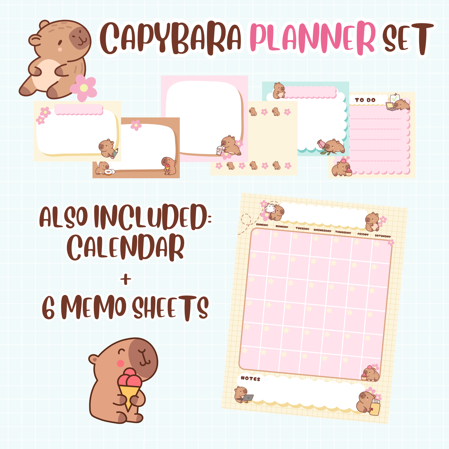 Capybara Printable Planner Set