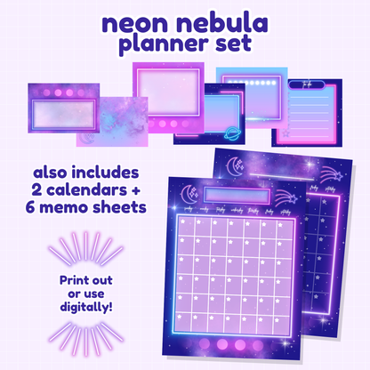 Neon Nebula Printable Planner Set