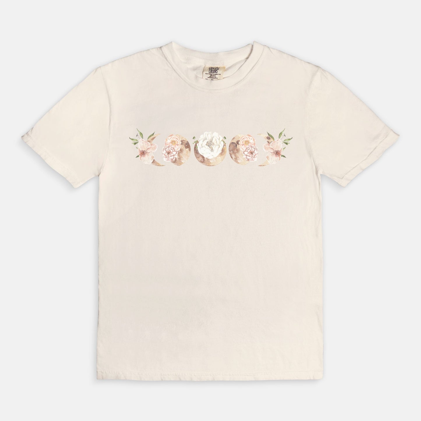 Romantic Floral Moon Phases Comfort Colors Tee