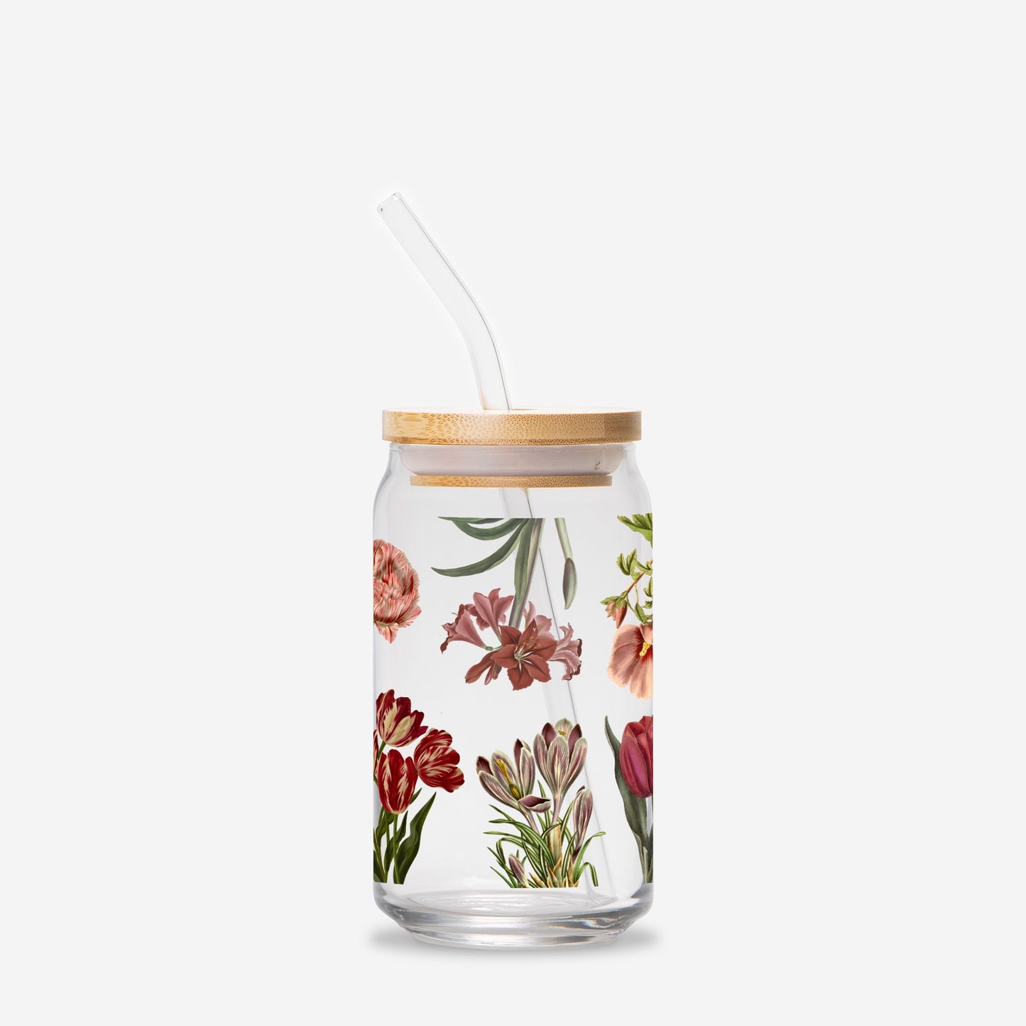 Romantic Flowers Glass Can 16oz