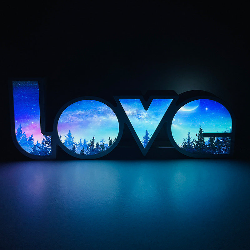 Love LED Light Box Night Light The stars and the sea