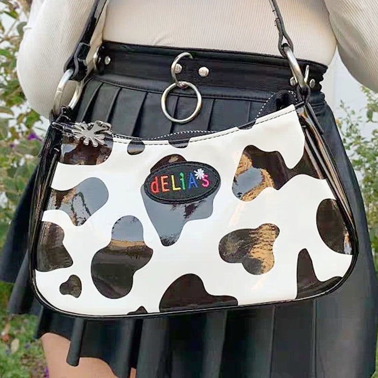 Vegan Leather Cow Print Harajuku Mini Handbag