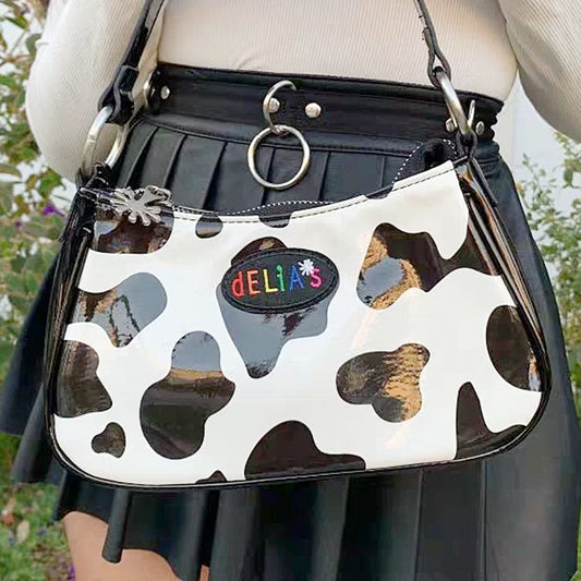 Vegan Leather Cow Print Harajuku Mini Handbag