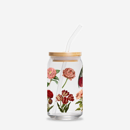 Romantic Flowers Glass Can 16oz