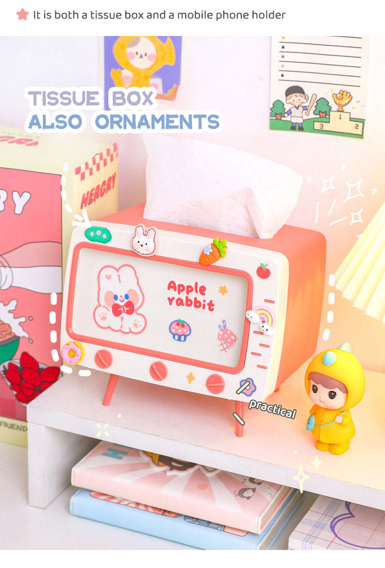 Kawaii Mini TV Shaped Tissue Box Phone Holder