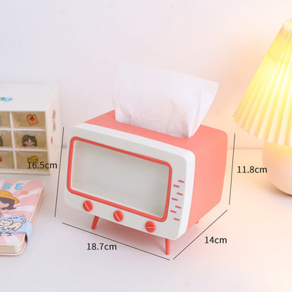 Kawaii Mini TV Shaped Tissue Box Phone Holder