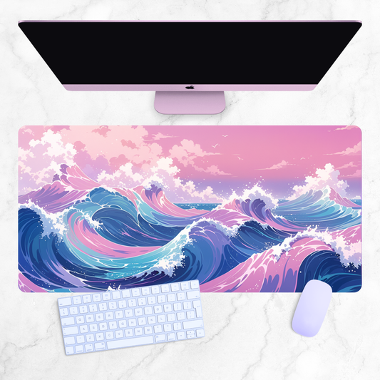 Aesthetic Waves X-Large Desk Mat Gaming Mousepad 18x36"