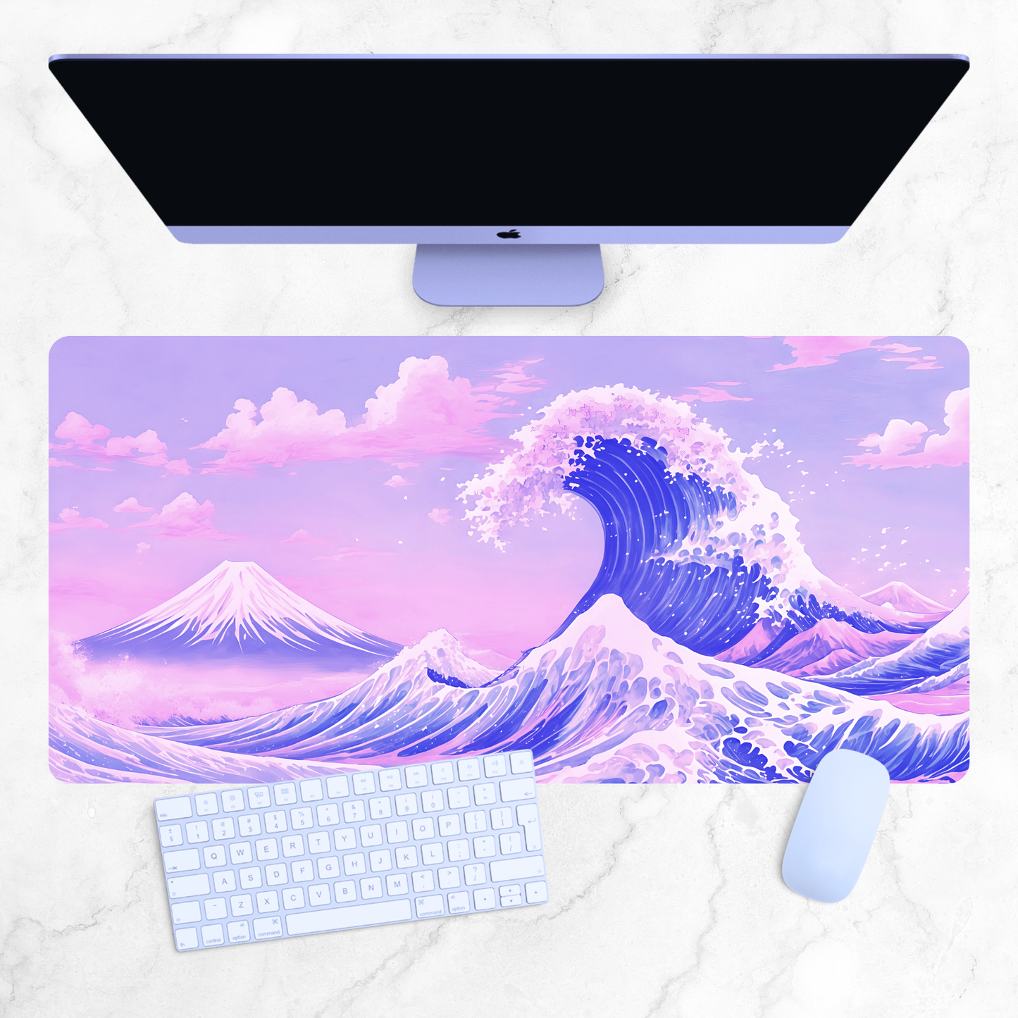 Pastel Great Wave X-Large Desk Mat Gaming Mousepad 18x36"