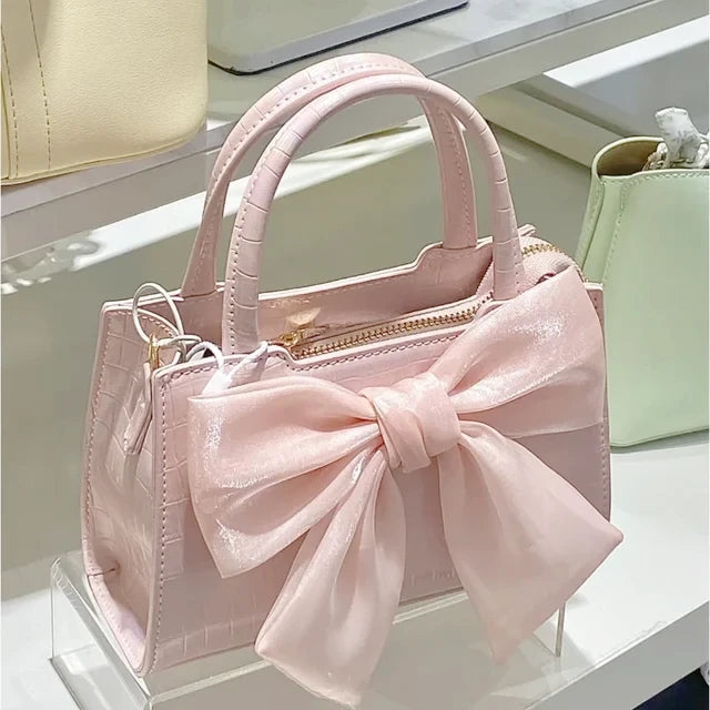 Iridescent Chiffon Bow Couture Handbag