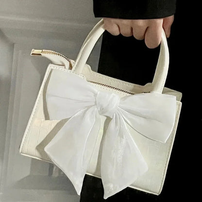 Iridescent Chiffon Bow Couture Handbag