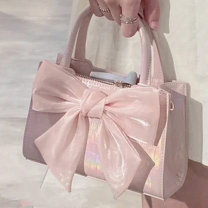 Iridescent Chiffon Bow Couture Handbag