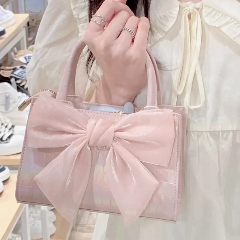 Iridescent Chiffon Bow Couture Handbag