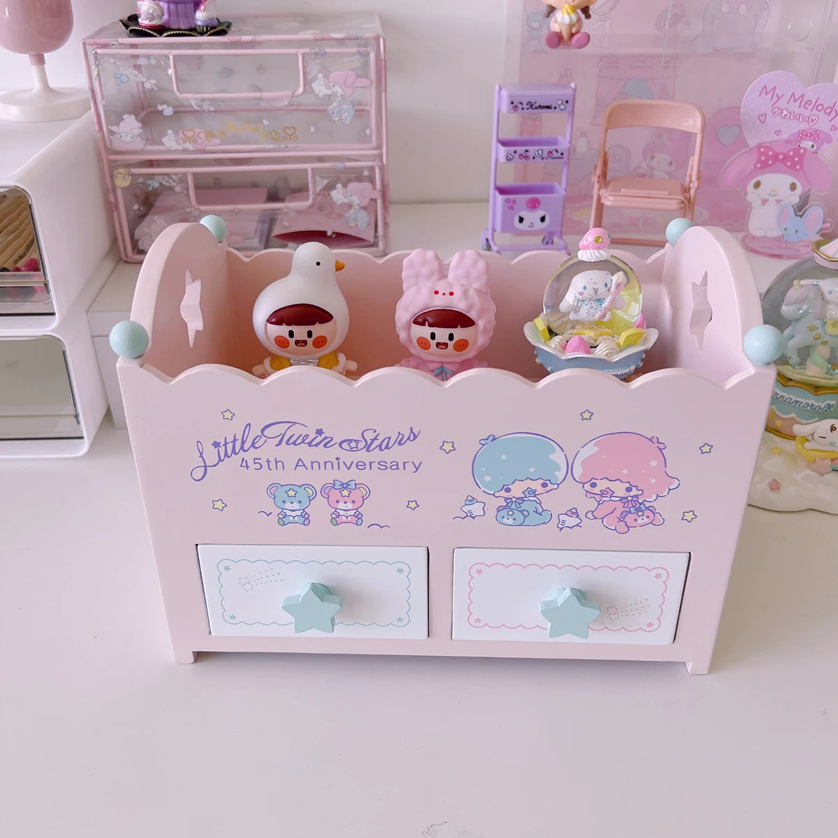 Kawaii Characters Wooden Desktop Storage Box