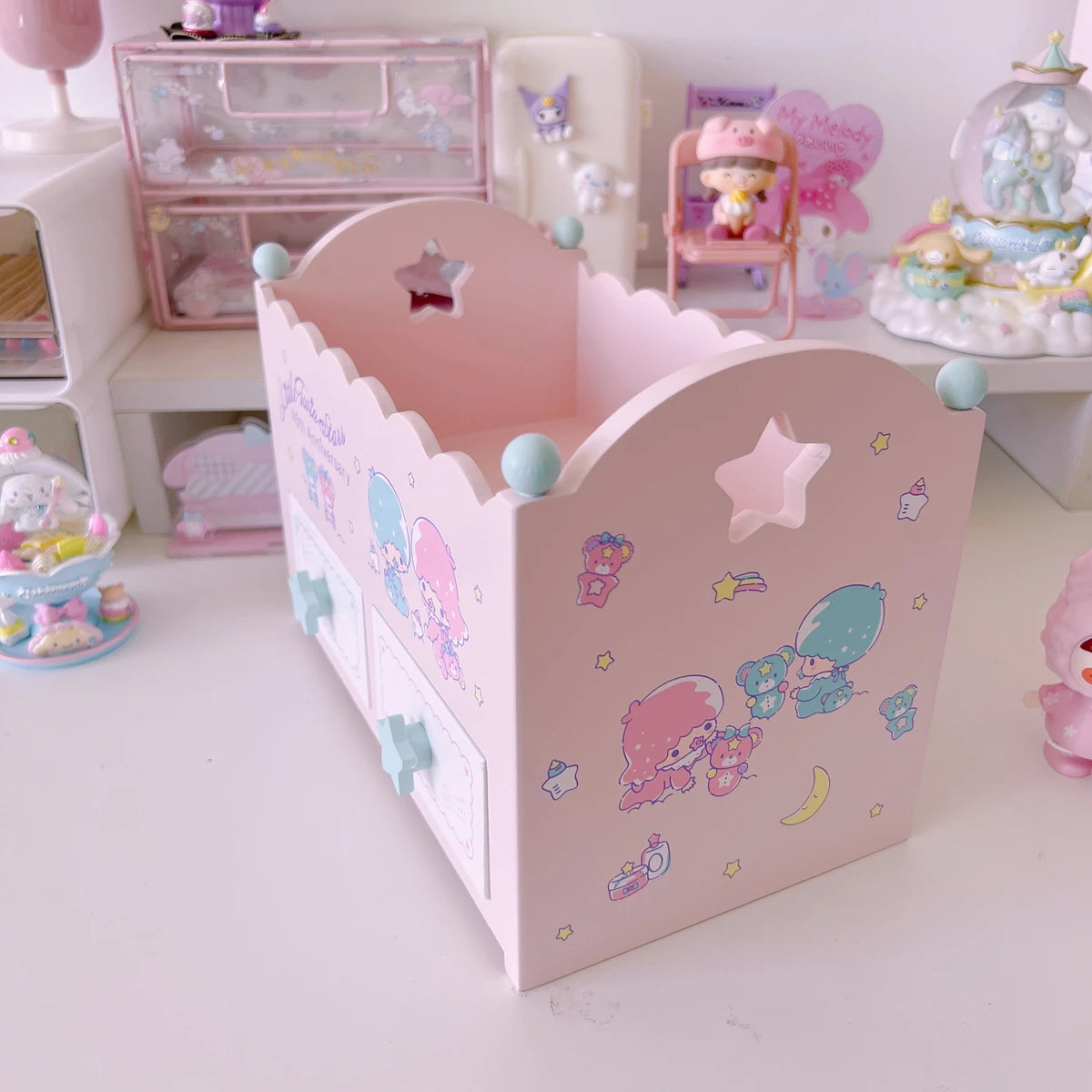 Kawaii Characters Wooden Desktop Storage Box