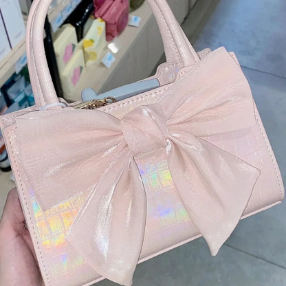 Iridescent Chiffon Bow Couture Handbag