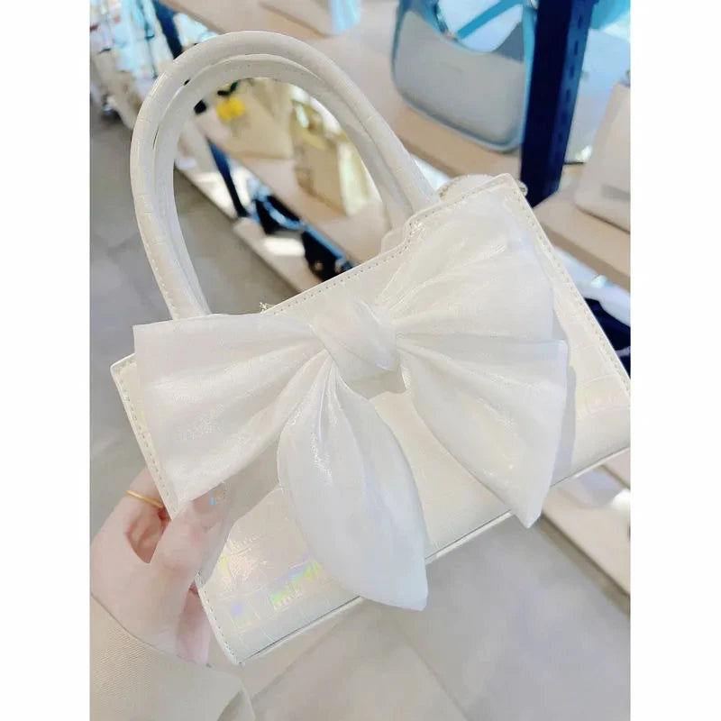 Iridescent Chiffon Bow Couture Handbag