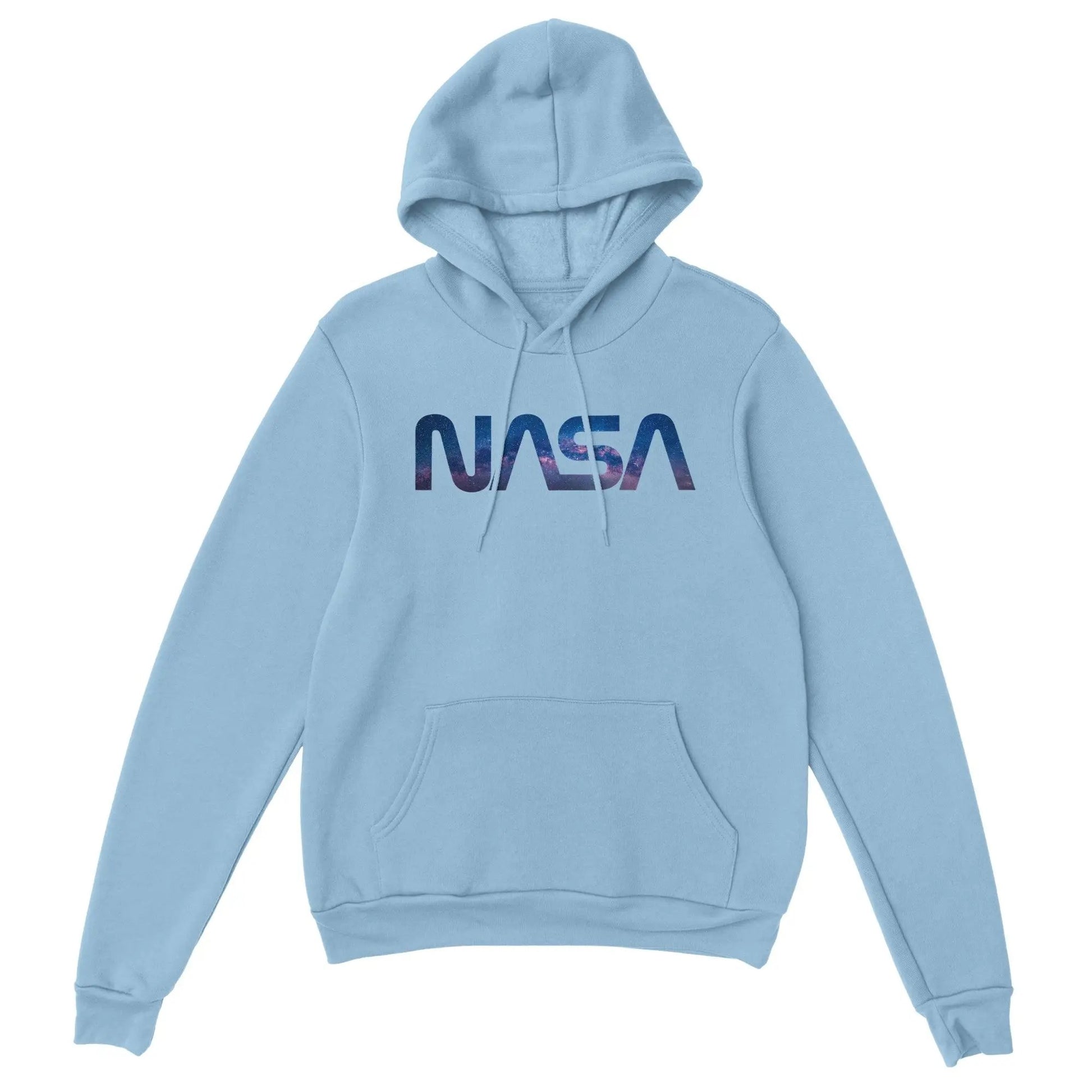 a blue nasa sweatshirt with the word nasa printed on it