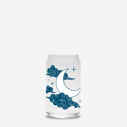 Celestial Moon and Clouds Glass Can 16oz