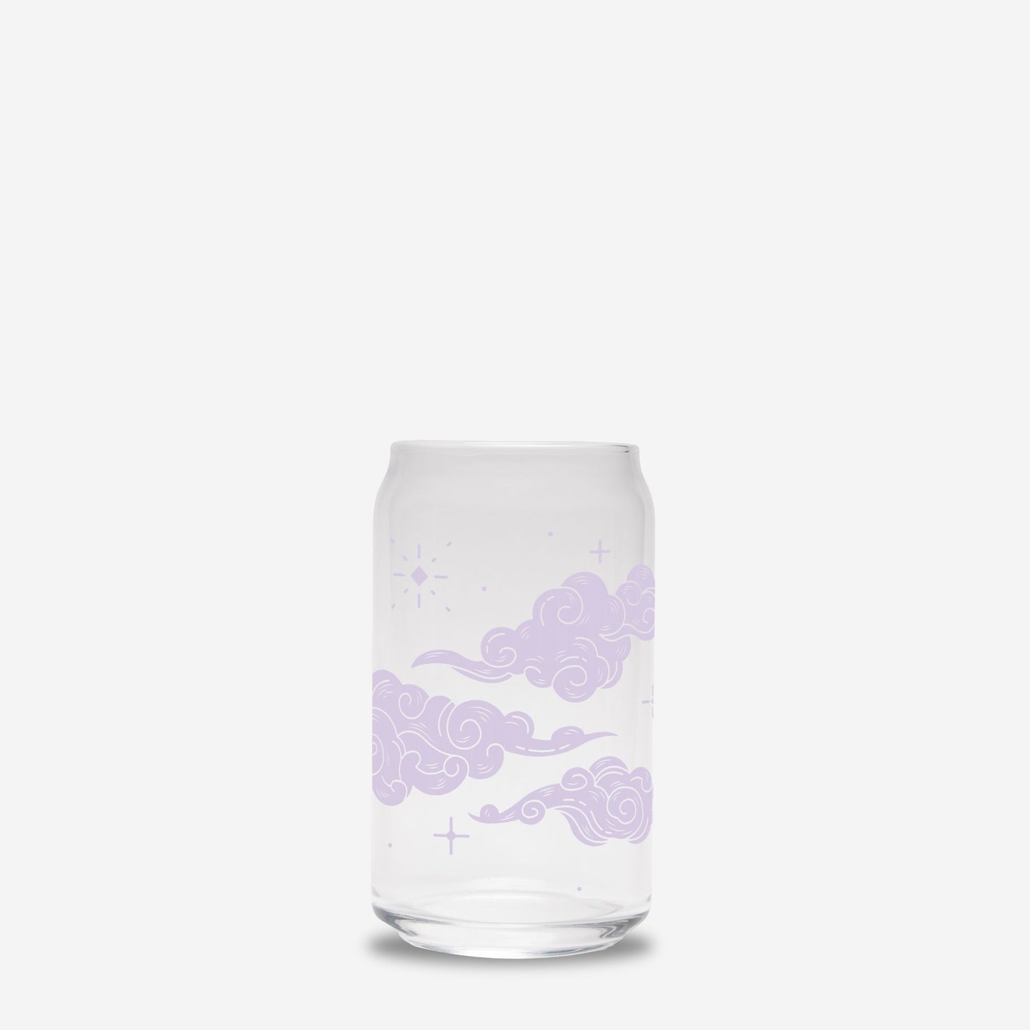 Lavender Moon and Clouds Glass Can 16oz