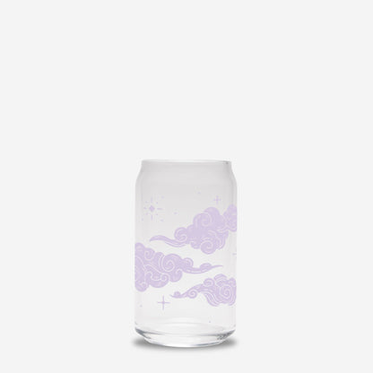 Lavender Moon and Clouds Glass Can 16oz