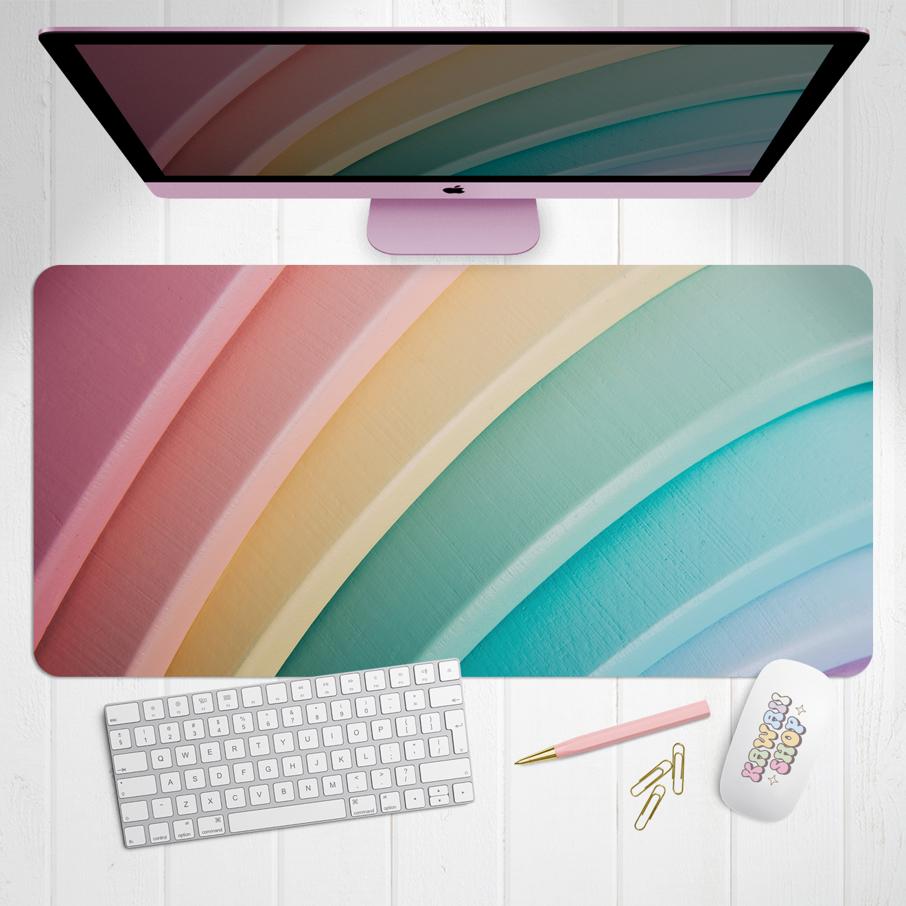 Abstract Pastel X-Large Desk Mat Gaming Mousepad 18x36"