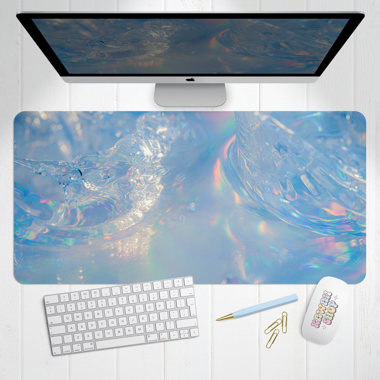 Macro Droplets X-Large Desk Mat Gaming Mousepad 18x36"