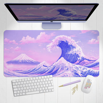 Pastel Great Wave X-Large Desk Mat Gaming Mousepad 18x36"