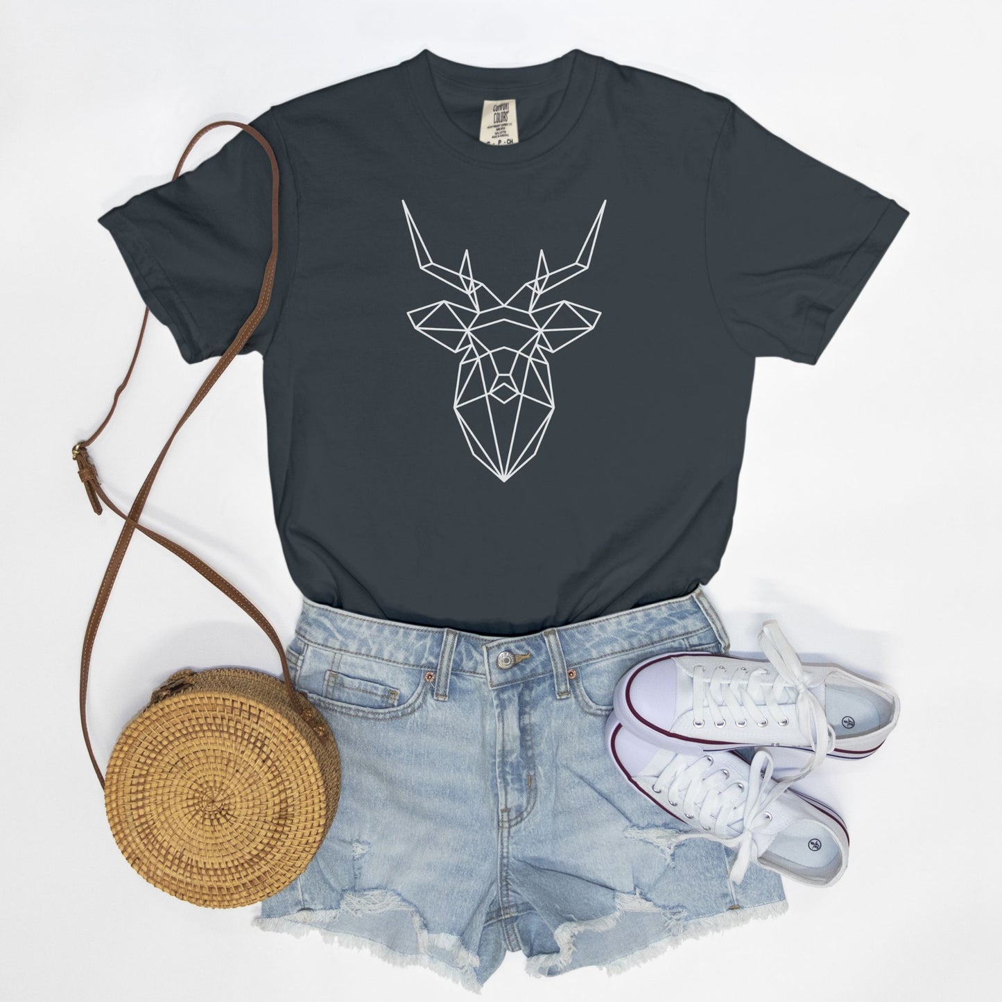 Geometric Deer Comfort Colors Tee