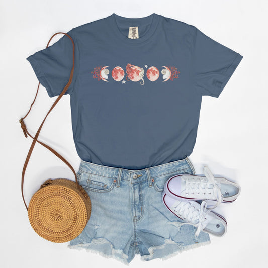 Coral Moon Phases Comfort Colors Tee