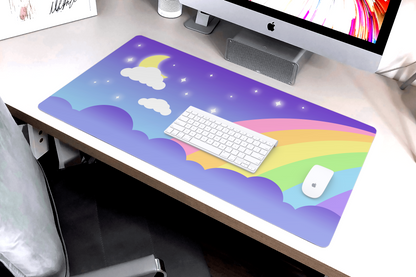 Nighttime Rainbow X-Large Desk Mat Gaming Mousepad 18x36"