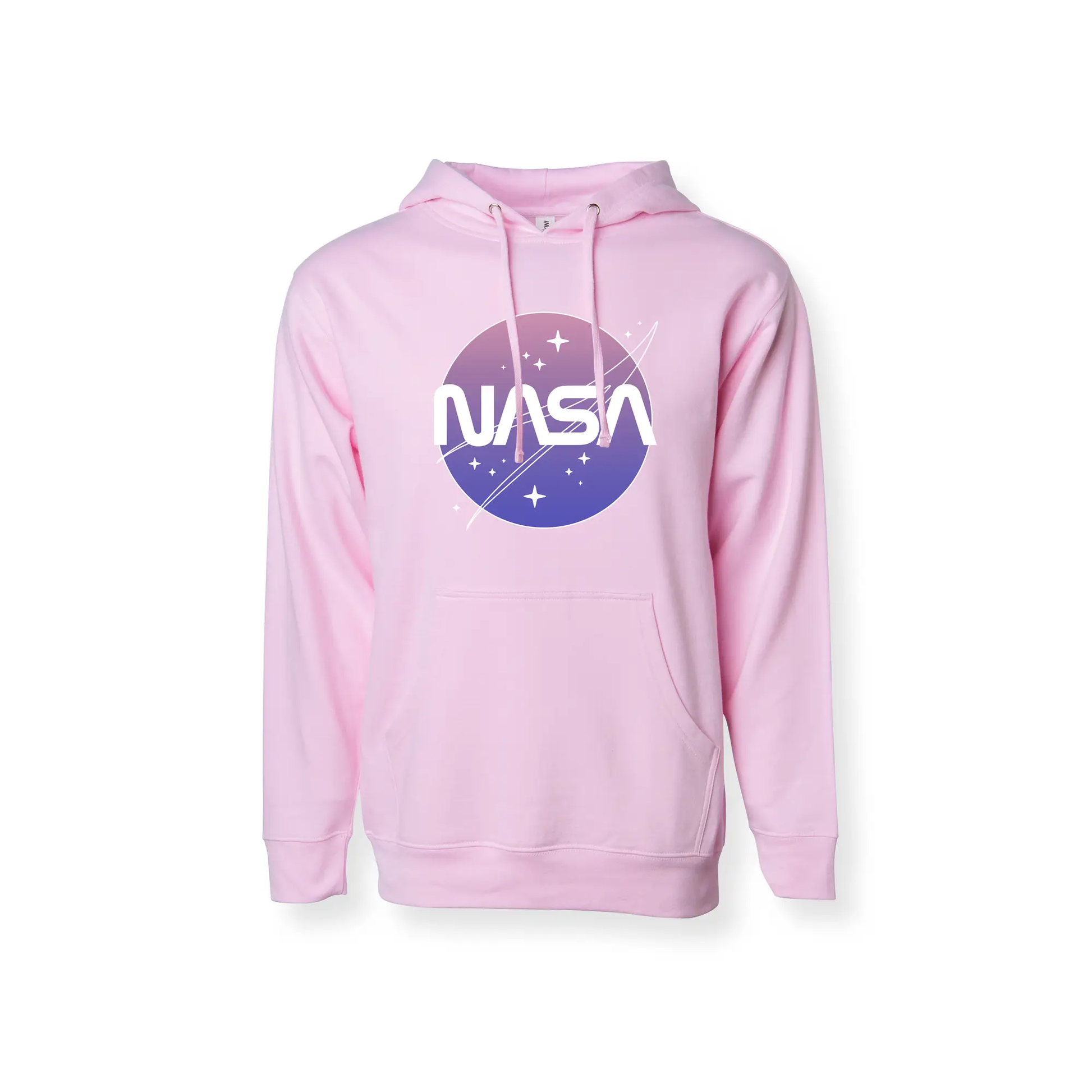 a pink nasa sweatshirt with the nasa logo on it