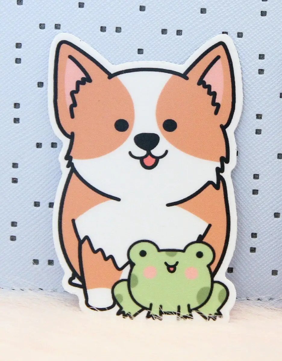 Corgi & Frog Stickers Smiling Corgi & Frog