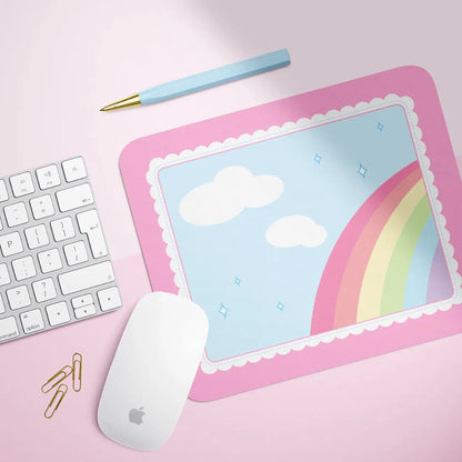 Kawaii Clouds Pastel Rainbow Mousepad