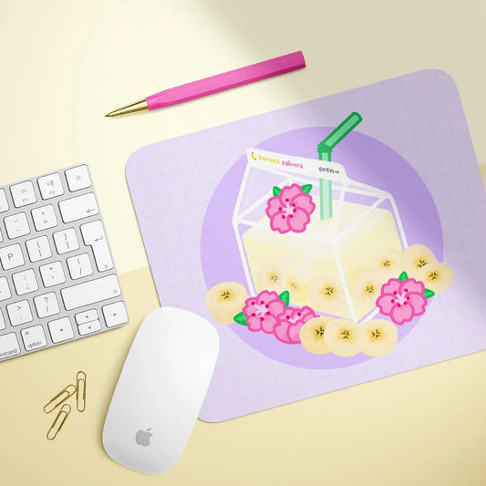 a mouse pad with a picture of a milkshake on it