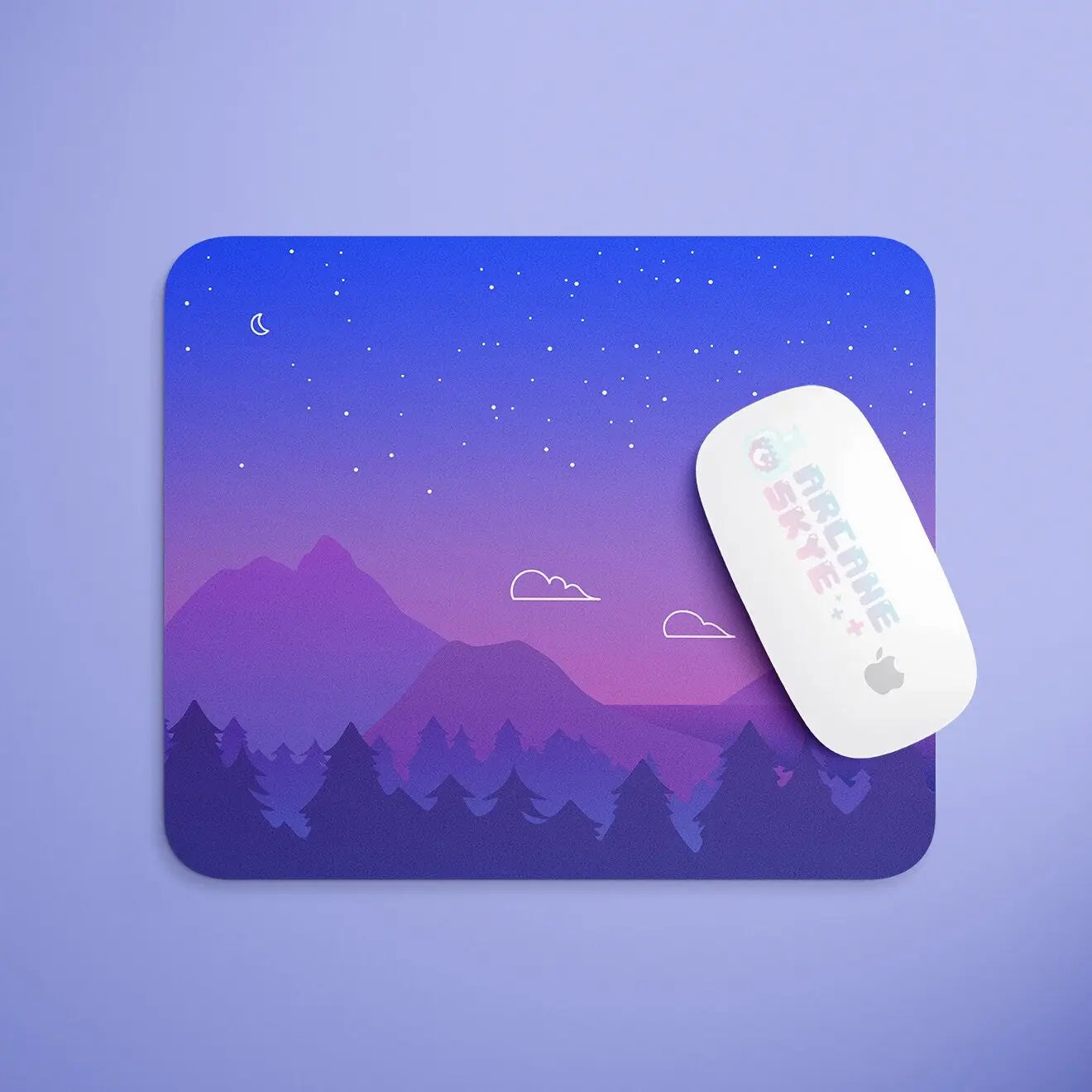 a mouse pad with a picture of a night sky