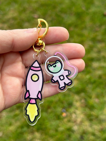 Froggy Astronaut Acrylic Keychain