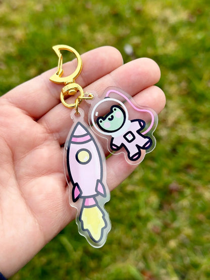 Froggy Astronaut Acrylic Keychain